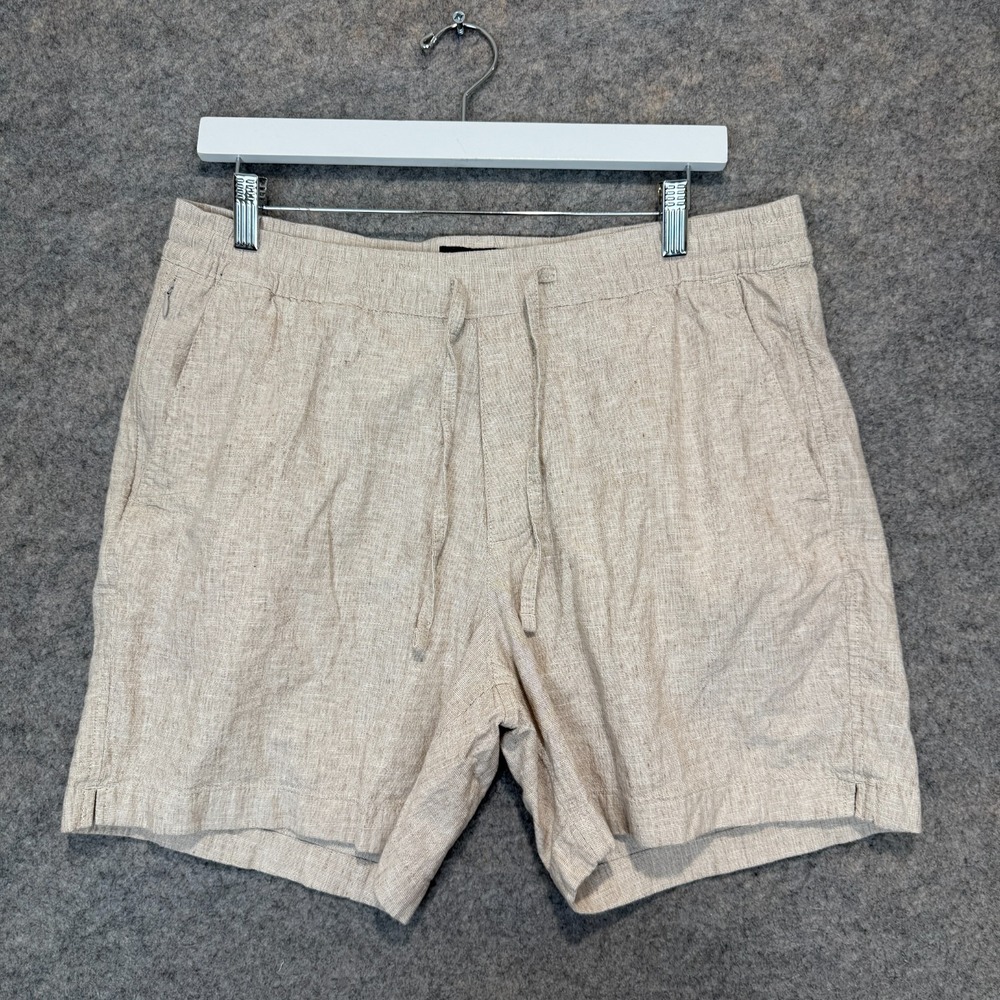 Abercrombie & Fitch Linen Blend Drawstring Shorts Mens Large Beige 6" Ins